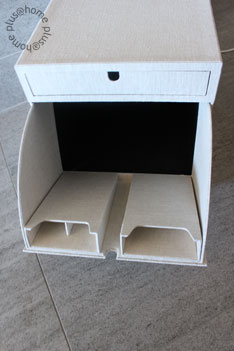 サイドテーブル用収納ボックスを開けあたところ|カルトナージュ|plus@home